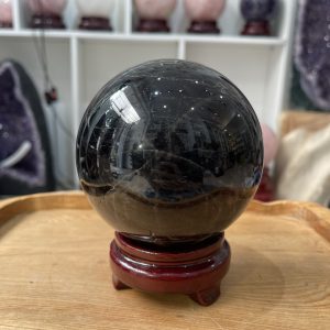 Bi cầu Thạch Anh Đen - Black Quartz Sphere (BĐE30), KL: 1.72 KG, ĐK: 10.5 CM