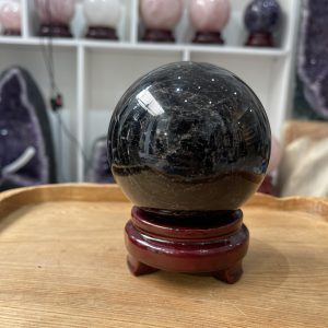 Bi cầu Thạch Anh Đen - Black Quartz Sphere (BĐE31), KL: 1.164 KG, ĐK: 9.4 CM