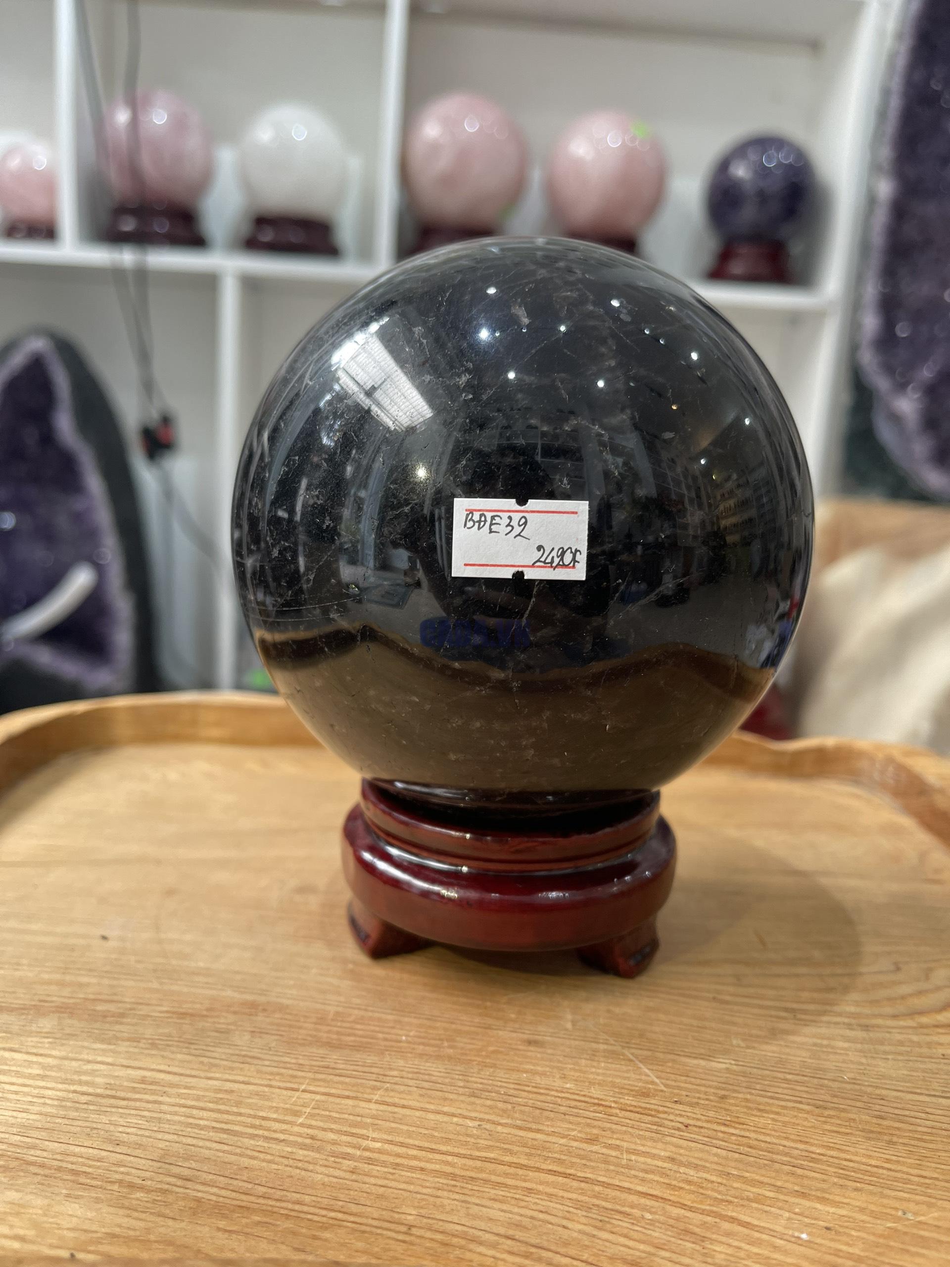 Bi cầu Thạch Anh Đen - Black Quartz Sphere (BĐE32), KL: 2,42 KG