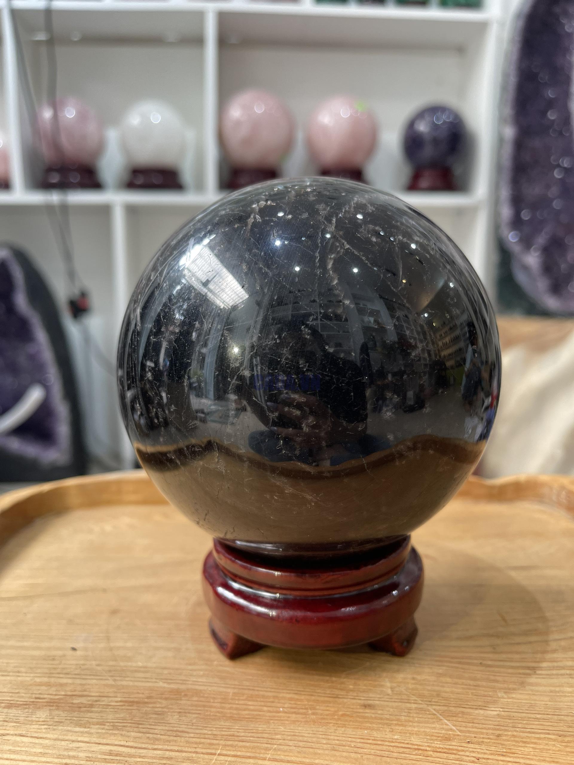 Bi cầu Thạch Anh Đen - Black Quartz Sphere (BĐE32), KL: 2,42 KG