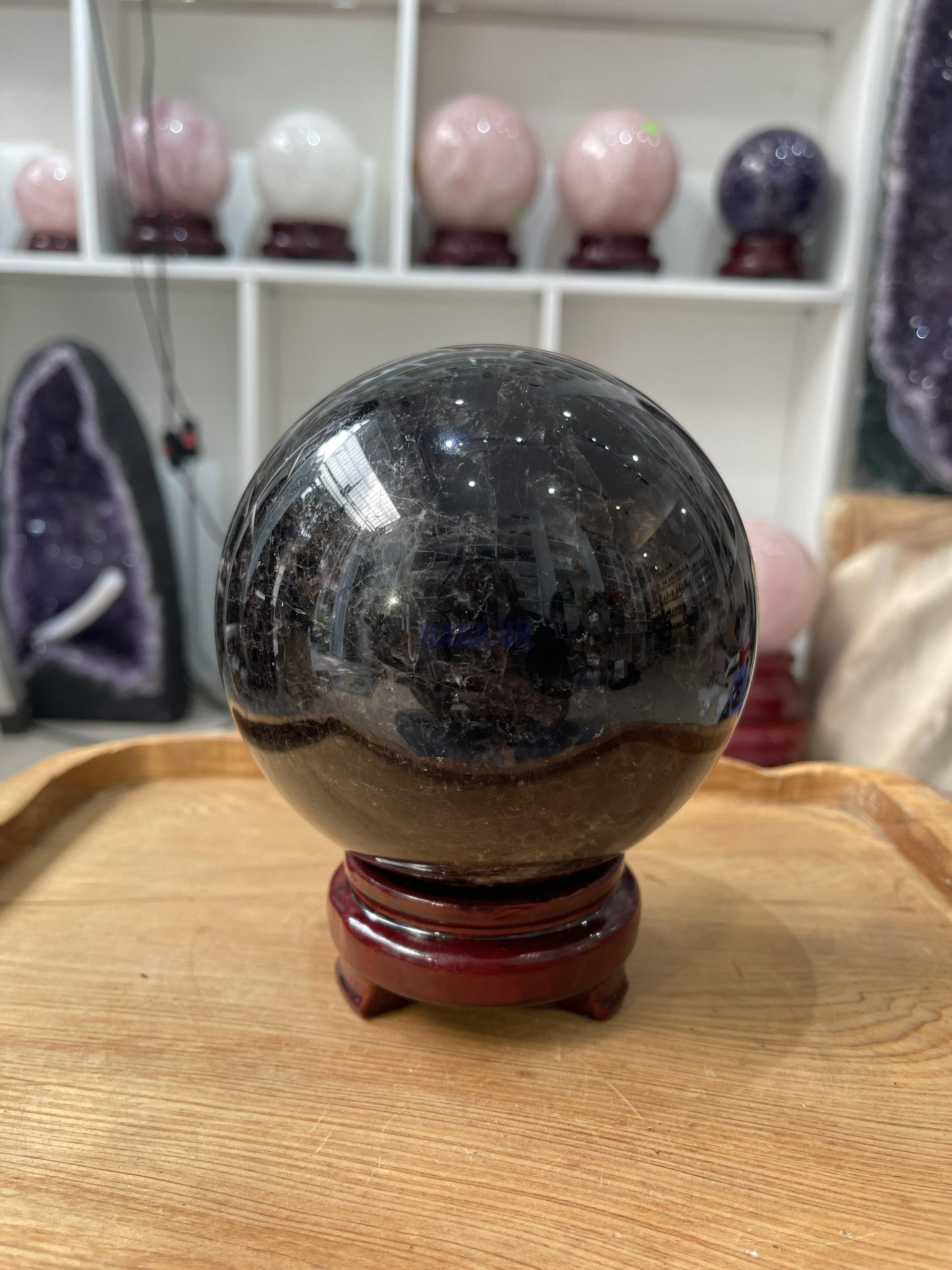 Bi cầu Thạch Anh Đen - Black Quartz Sphere (BĐE33), KL: 2.436 KG