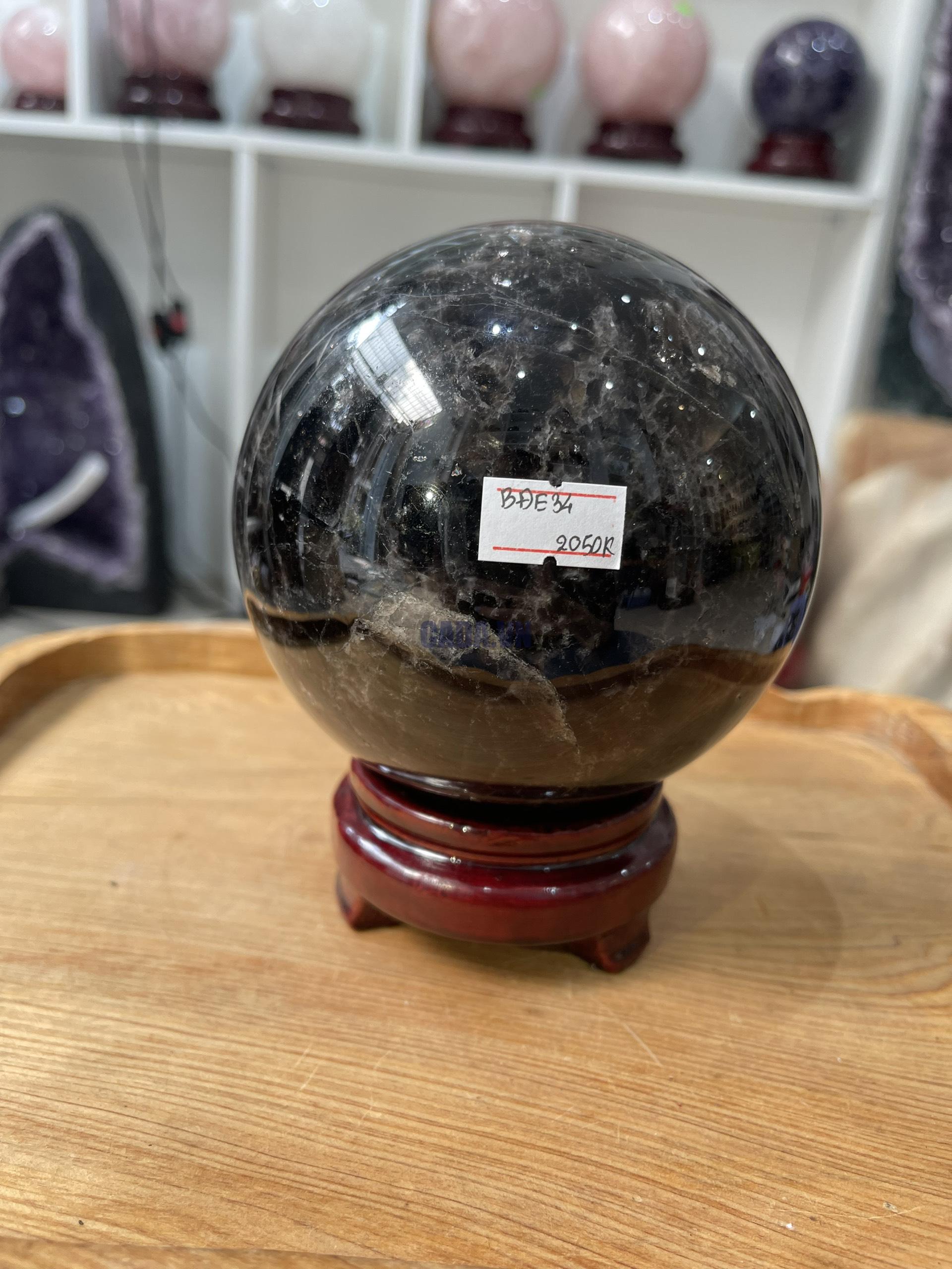 Bi cầu Thạch Anh Đen - Black Quartz Sphere (BĐE34), KL: 2.048 KG