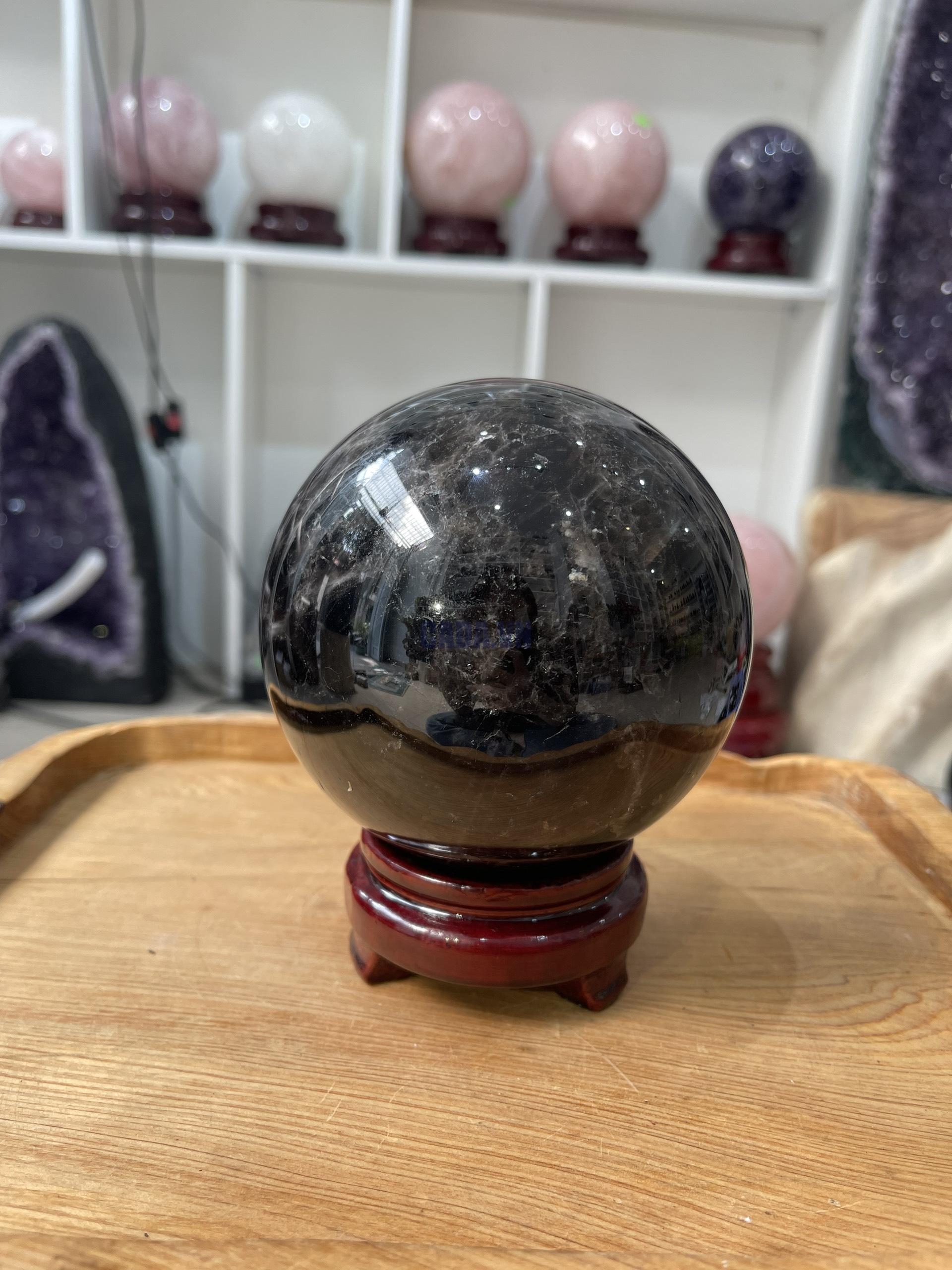 Bi cầu Thạch Anh Đen - Black Quartz Sphere (BĐE34), KL: 2.048 KG