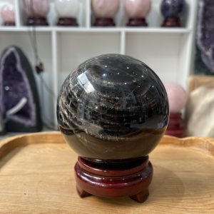 Bi cầu Thạch Anh Đen - Black Quartz Sphere (BĐE29), KL: 1.446 KG, ĐK: 10.35 CM