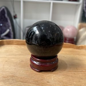 Bi cầu Thạch Anh Đen - Black Quartz Sphere (BĐE27), KL: 0.44 KG, ĐK: 6.8 CM