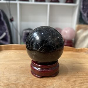 Bi cầu Thạch Anh Đen - Black Quartz Sphere (BĐE27), KL: 0.44 KG, ĐK: 6.8 CM