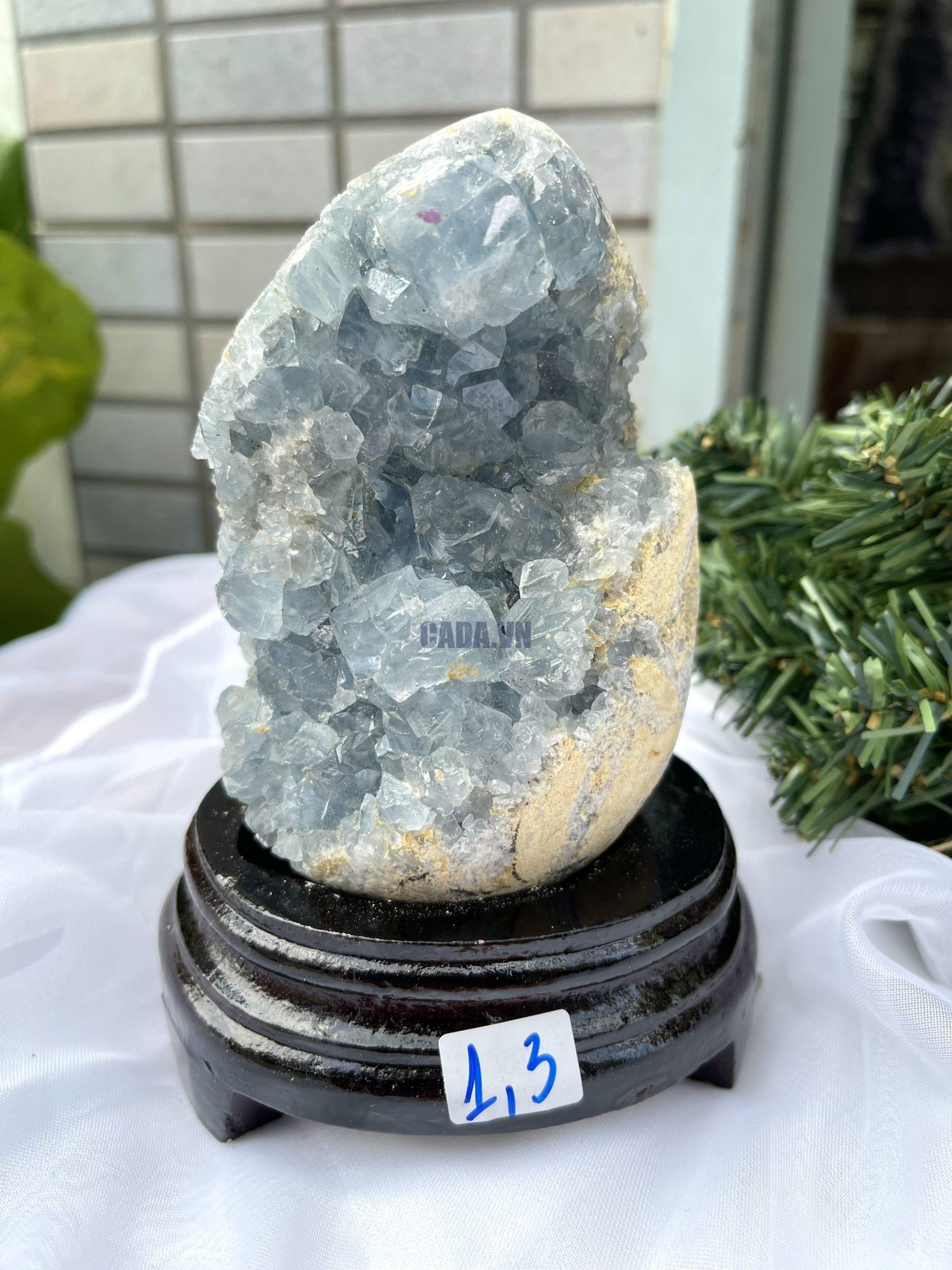 ĐÁ TINH THỂ CELESTINE, KL: 1.3 KG, KT: 16.3×9.5 CM (CLT21)