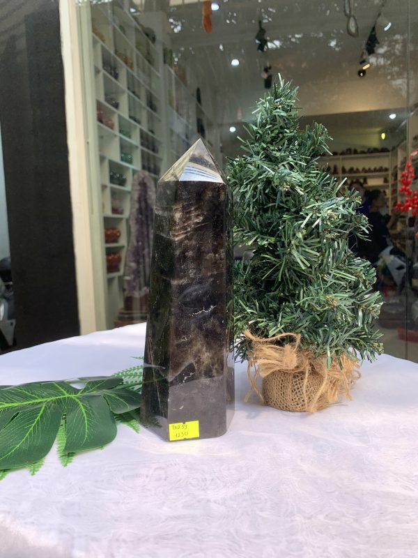 Trụ Thạch Anh Đen – Black Quart Point (Morion), KT: 12X7CM, KL: 1.532KG (TAĐ39)