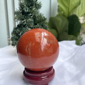 QUẢ CẦU PHONG THỦY NGỌC BÍCH ĐỎ-JASPER ĐK 9,2 CM (BĐ06)