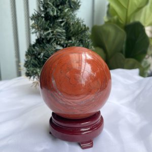 QUẢ CẦU PHONG THỦY NGỌC BÍCH ĐỎ-JASPER ĐK 9,2 CM (BĐ07)
