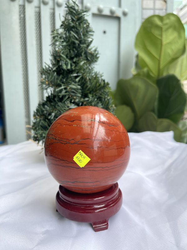 QUẢ CẦU PHONG THỦY NGỌC BÍCH ĐỎ-JASPER ĐK 9,2 CM (BĐ07)