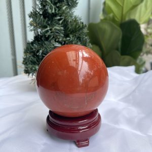 QUẢ CẦU PHONG THỦY NGỌC BÍCH ĐỎ-JASPER ĐK 9 CM (BĐ08)