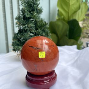 QUẢ CẦU PHONG THỦY NGỌC BÍCH ĐỎ-JASPER ĐK 8,7 CM (BĐ10)