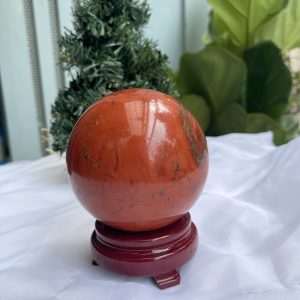 QUẢ CẦU PHONG THỦY NGỌC BÍCH ĐỎ-JASPER ĐK 9,2 CM (BĐ11)