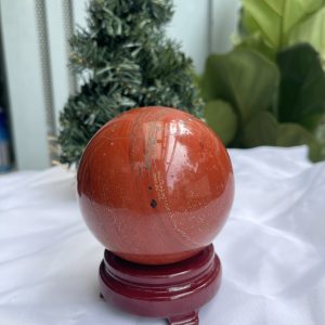 QUẢ CẦU PHONG THỦY NGỌC BÍCH ĐỎ-JASPER ĐK 9,2 CM (BĐ12)