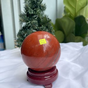 QUẢ CẦU PHONG THỦY NGỌC BÍCH ĐỎ-JASPER ĐK 9,2 CM (BĐ12)