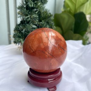QUẢ CẦU PHONG THỦY NGỌC BÍCH ĐỎ-JASPER ĐK 8,9 CM (BĐ13)