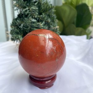 QUẢ CẦU PHONG THỦY NGỌC BÍCH ĐỎ-JASPER ĐK 8,5 CM (BĐ14)