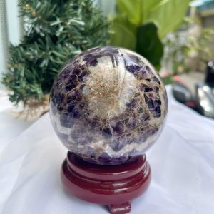 QUẢ CẦU PHONG THỦY THẠCH ANH TÍM ĐK: 9,1 CM KL: 1040G (BTi19)