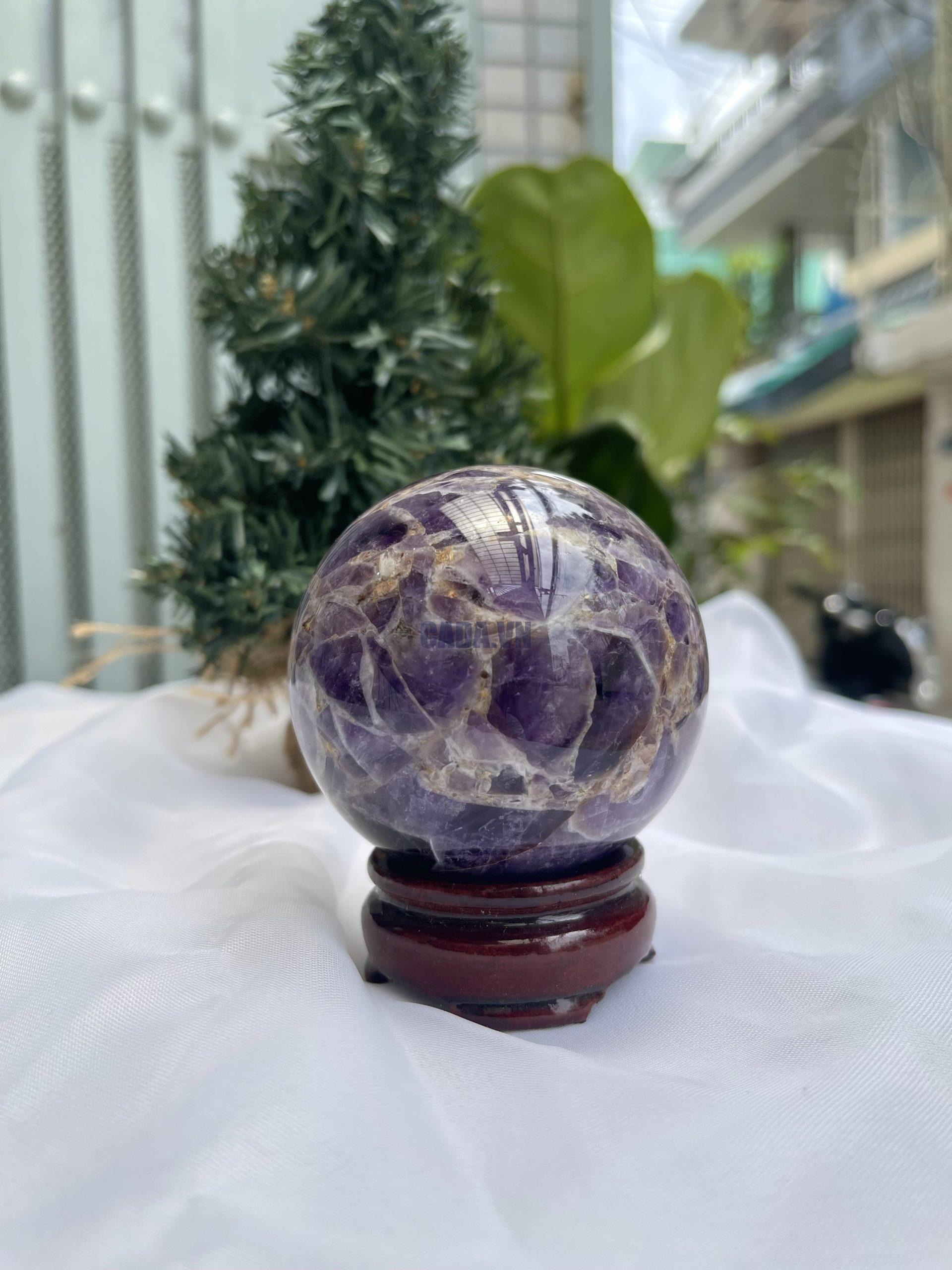 QUẢ CẦU PHONG THỦY THẠCH ANH TÍM ĐK: 7,3 CM KL: 535G (BTi27)