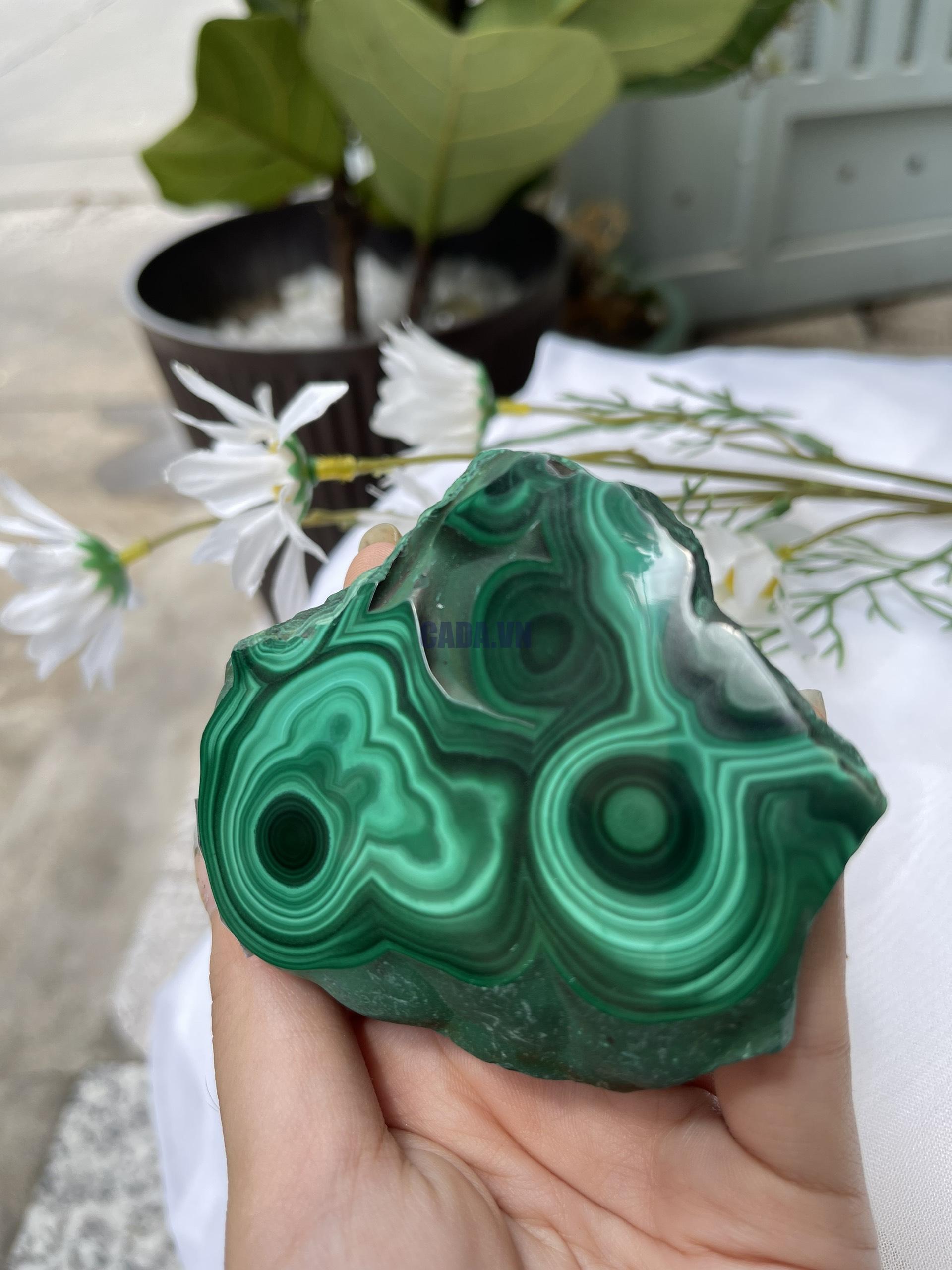 ĐÁ LÔNG CÔNG – ĐÁ KHỔNG TƯỚC – MALACHITE (LC29), KT: 8.5×7 CM; KL: 0.314KG