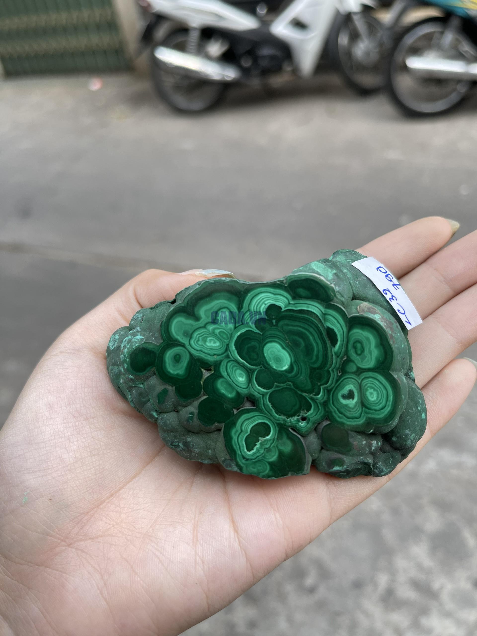 ĐÁ LÔNG CÔNG – ĐÁ KHỔNG TƯỚC – MALACHITE (LC32), KT: 9.5×5.8 CM; KL: 0.262KG