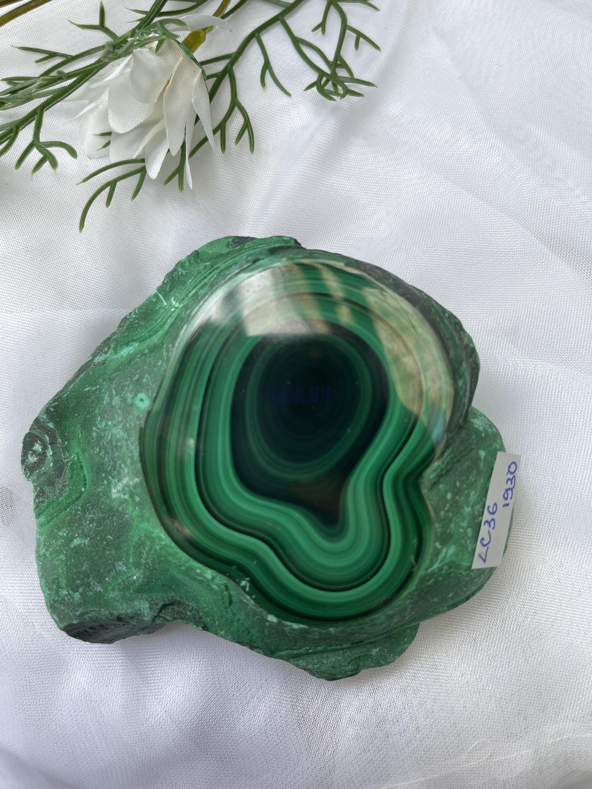 ĐÁ LÔNG CÔNG – ĐÁ KHỔNG TƯỚC – MALACHITE (LC36), KT: 10.3×9.3 CM; KL: 0.642KG