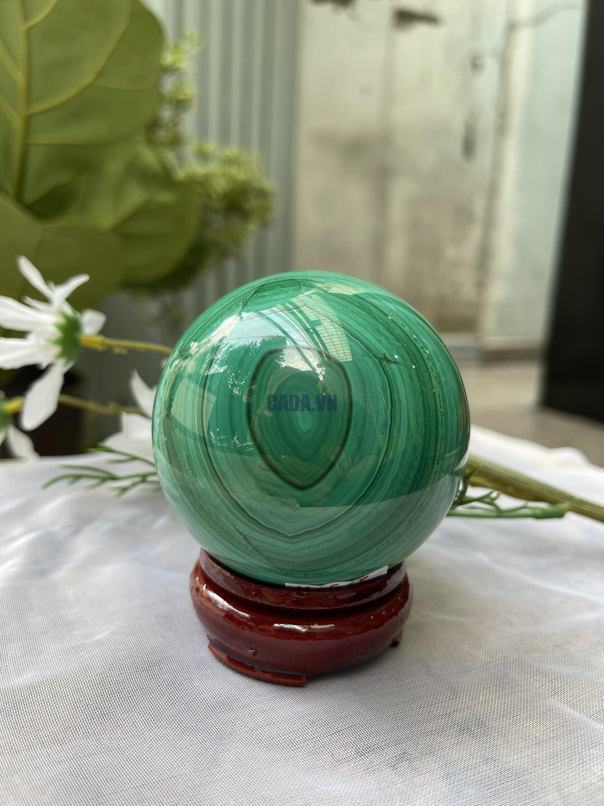 Bi cầu đá Lông Công - Đá Khổng Tước - Malachite Sphere, ĐK: 7.2 CM, KL: 0.728 KG (MLC18)