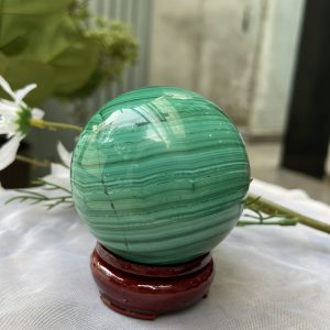 Bi cầu đá Lông Công - Đá Khổng Tước - Malachite Sphere, ĐK: 7.2 CM, KL: 0.728 KG (MLC18)