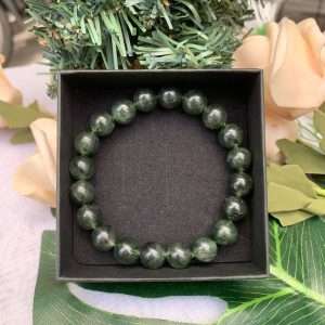 VÒNG TAY PHONG THỦY ĐÁ THẠCH ANH TÓC XANH – vòng đơn size 8mm