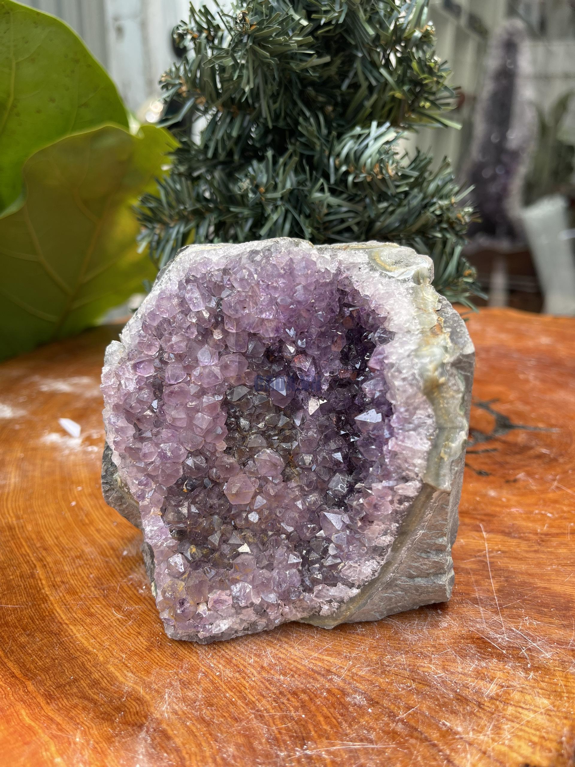 HỐC THẠCH ANH TÍM NHỎ – SMALL AMETHYST GEODE (TV337), KL: 1.150KG, KT: 10×10 CM