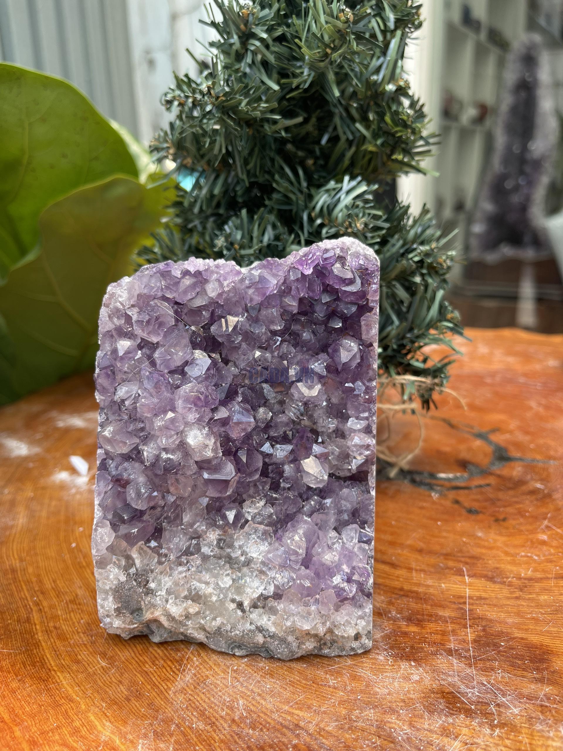 HỐC THẠCH ANH TÍM NHỎ – SMALL AMETHYST GEODE (TV341), KL: 1.228KG, KT: 12×9 CM