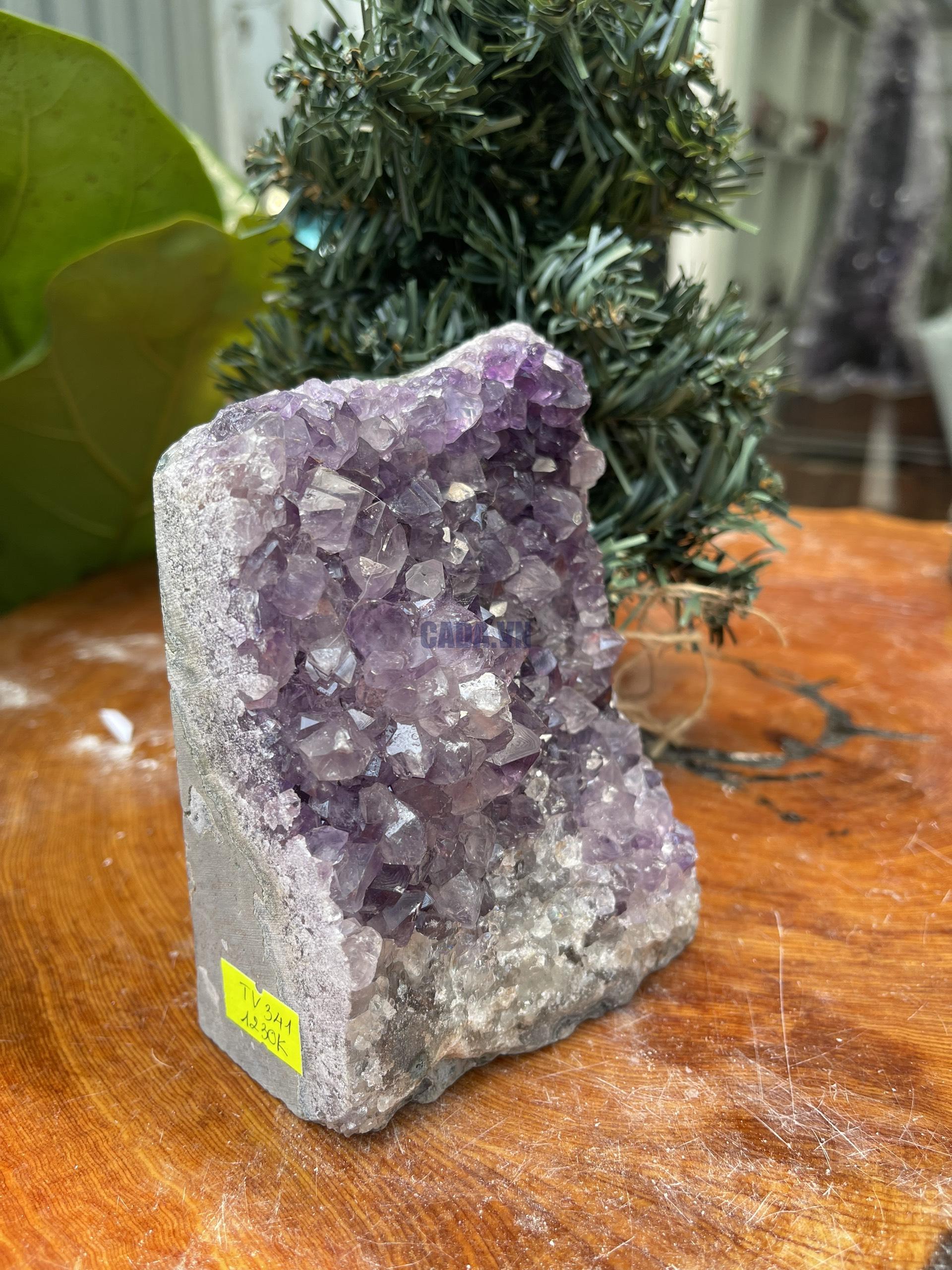 HỐC THẠCH ANH TÍM NHỎ – SMALL AMETHYST GEODE (TV341), KL: 1.228KG, KT: 12×9 CM