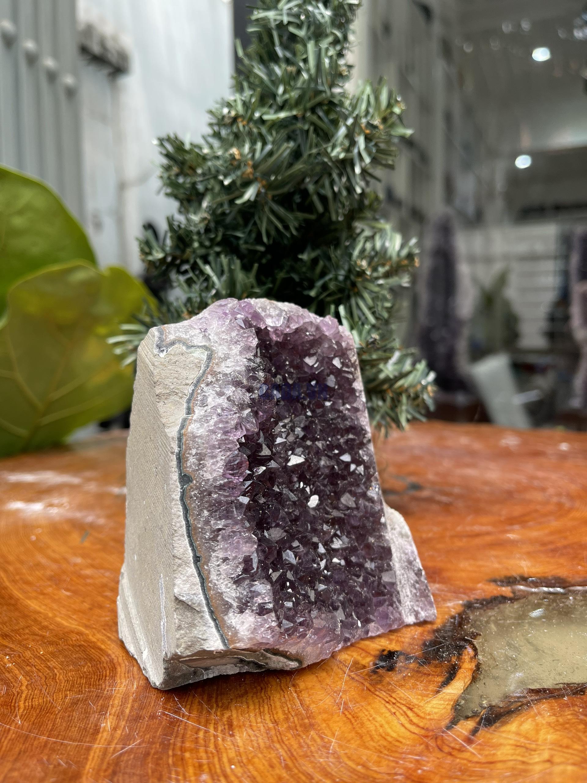 HỐC THẠCH ANH TÍM NHỎ – SMALL AMETHYST GEODE (TV245), KL: 0.838KG, KT: 10.5×9 CM