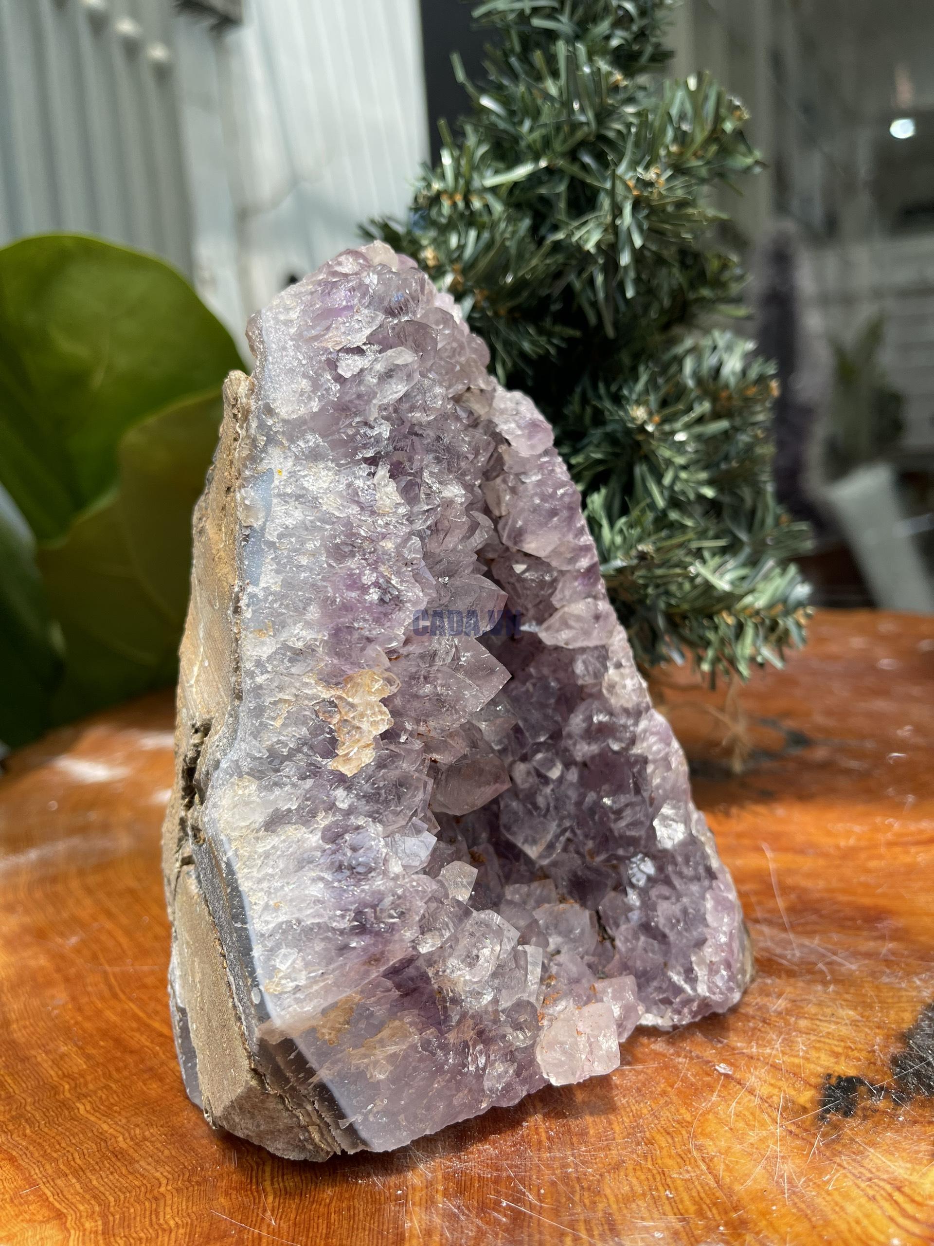 HỐC THẠCH ANH TÍM NHỎ – SMALL AMETHYST GEODE (TV291), KL: 1.414 KG, KT: 15×11 CM