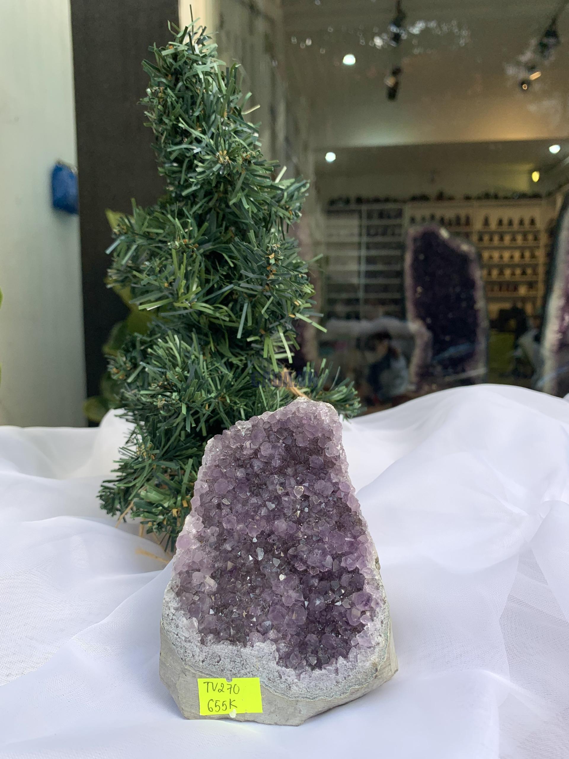 HỐC THẠCH ANH TÍM NHỎ – SMALL AMETHYST GEODE (TV270), KL: 0.652KG, KT: 10x9 CM