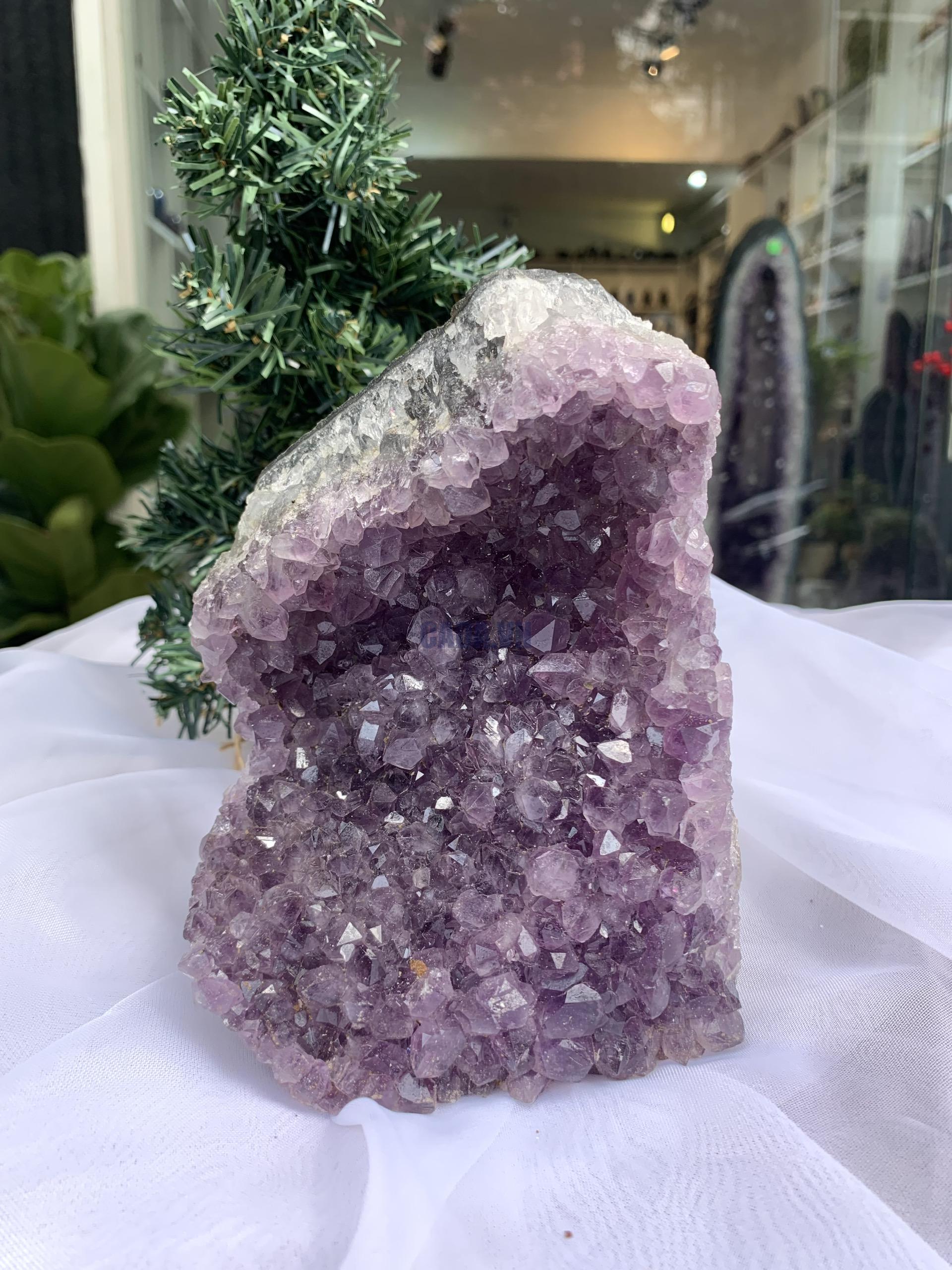 HỐC THẠCH ANH TÍM NHỎ – SMALL AMETHYST GEODE (TV254), KL: 1.444KG, KT: 6x11 CM