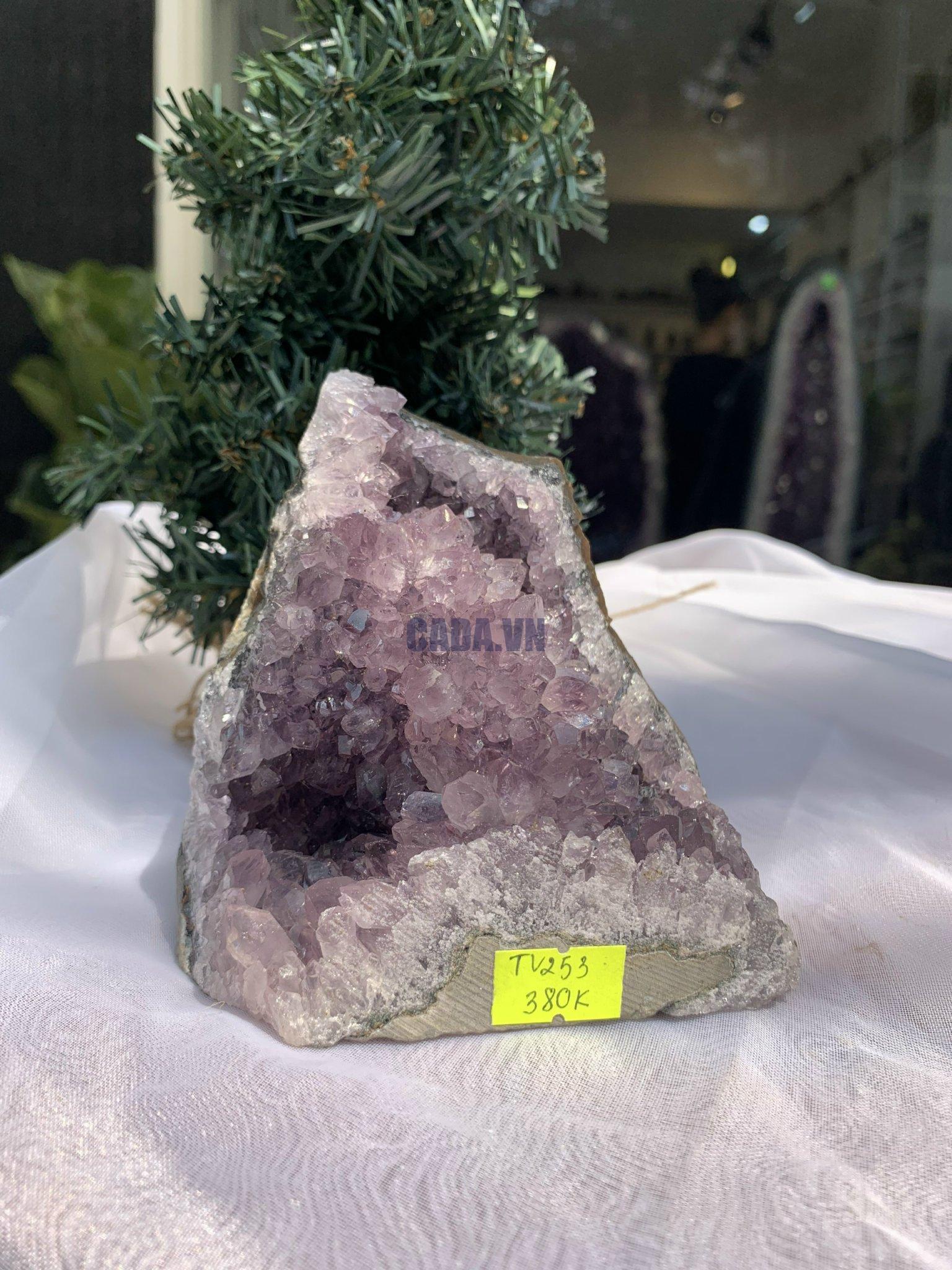HỐC THẠCH ANH TÍM NHỎ – SMALL AMETHYST GEODE (TV253), KL: 0.376KG, KT: 8x10 CM