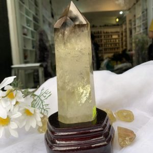 TRỤ THẠCH ANH VÀNG ÁM KHÓI -CITRINE SMOKY QUARTZ POINT- KT: 20x5.5 CM KL: 0.656KG (TK06)