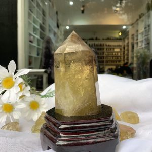TRỤ THẠCH ANH VÀNG ÁM KHÓI -CITRINE SMOKY QUARTZ POINT- KT: 16x7 CM KL: 0.732KG (TK05)