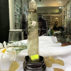 TRỤ THẠCH ANH VÀNG ÁM KHÓI -CITRINE SMOKY QUARTZ POINT- KT: 22.2x4 CM KL: 0.324KG (TK03)