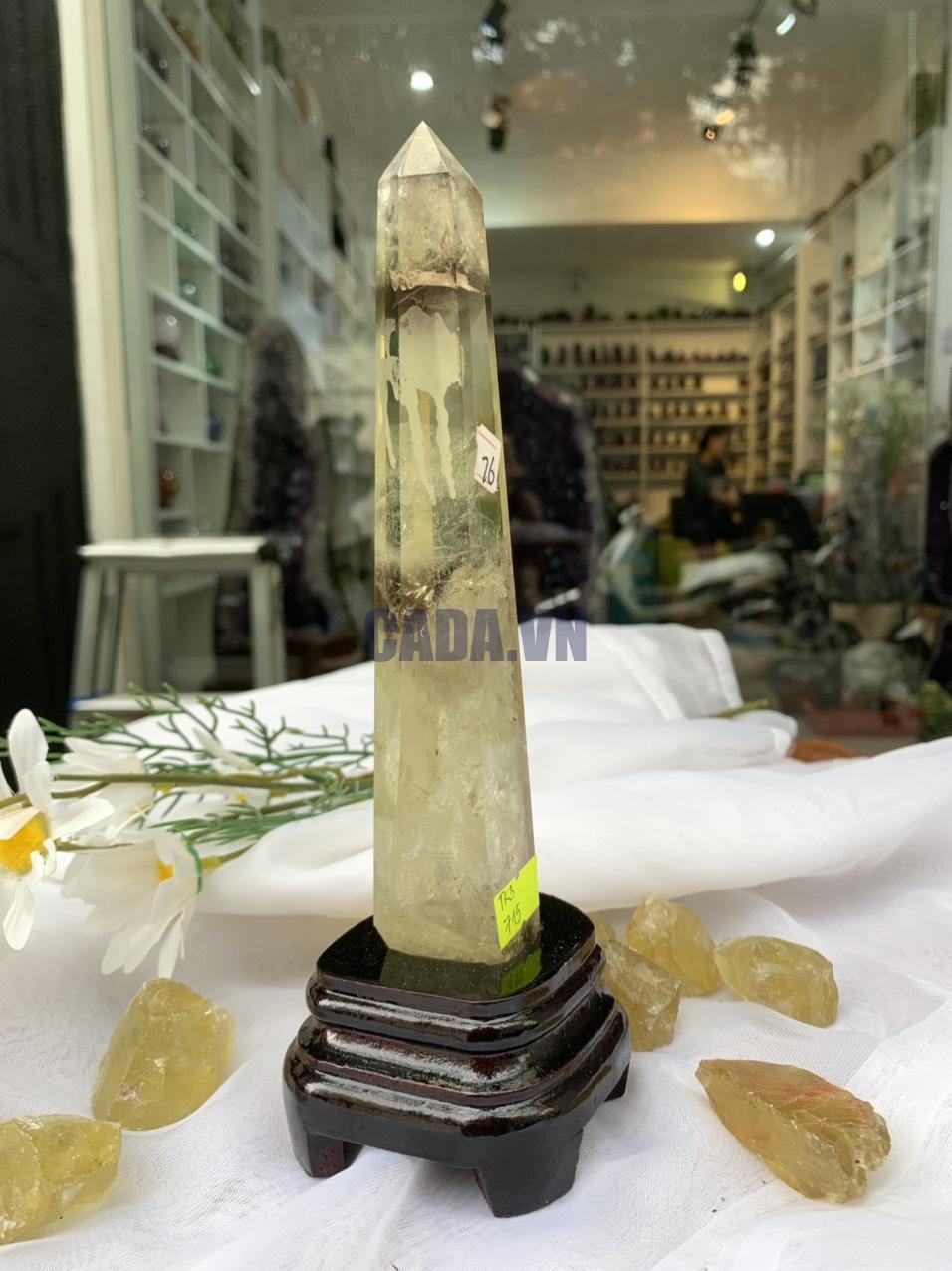 TRỤ THẠCH ANH VÀNG ÁM KHÓI -CITRINE SMOKY QUARTZ POINT- KT: 22.2x4 CM KL: 0.324KG (TK03)