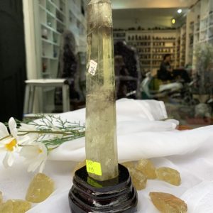 TRỤ THẠCH ANH VÀNG ÁM KHÓI -CITRINE SMOKY QUARTZ POINT- KT: 22.2x4 CM KL: 0.324KG (TK03)
