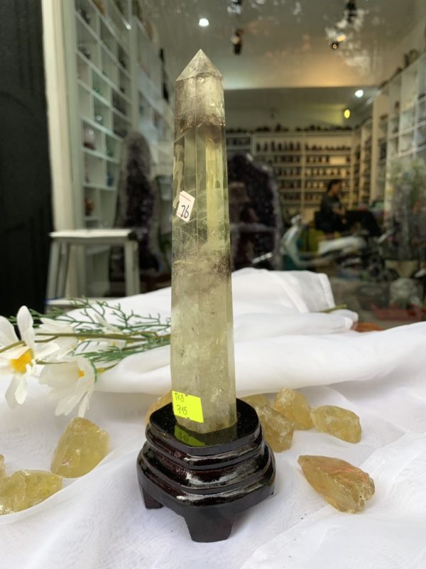 TRỤ THẠCH ANH VÀNG ÁM KHÓI -CITRINE SMOKY QUARTZ POINT- KT: 22.2x4 CM KL: 0.324KG (TK03)