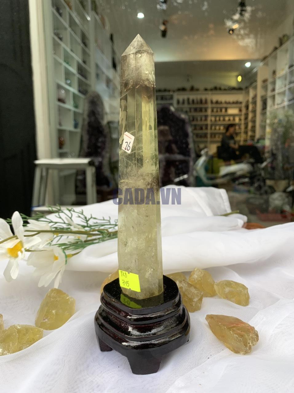 TRỤ THẠCH ANH VÀNG ÁM KHÓI -CITRINE SMOKY QUARTZ POINT- KT: 22.2x4 CM KL: 0.324KG (TK03)