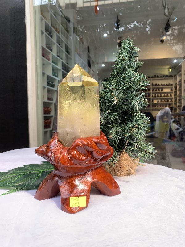 TRỤ ĐÁ THẠCH ANH VÀNG - CHẤT TRONG, KL: 0.794KG, CAO 21CM (TVL28)