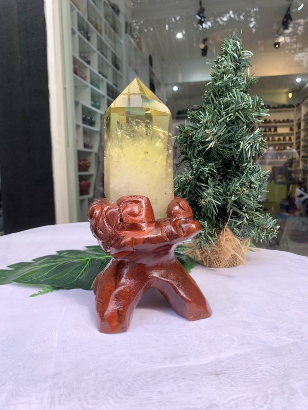 TRỤ ĐÁ THẠCH ANH VÀNG - CHẤT TRONG, KL: 0.794KG, CAO 21CM (TVL28)