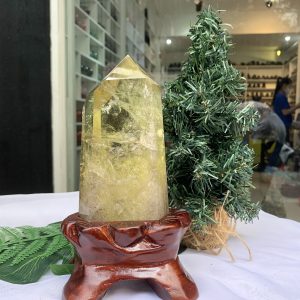 TRỤ ĐÁ THẠCH ANH VÀNG – CHẤT TRONG, KL: 0.924KG, CAO 20CM (TVL25)