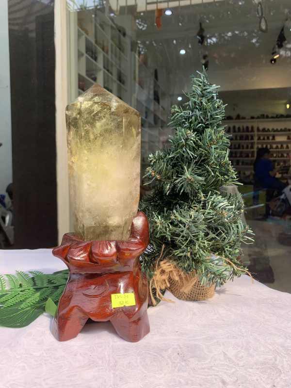 TRỤ ĐÁ THẠCH ANH VÀNG – CHẤT TRONG, KL:1,224KG, CAO 24,5CM (TVL31)