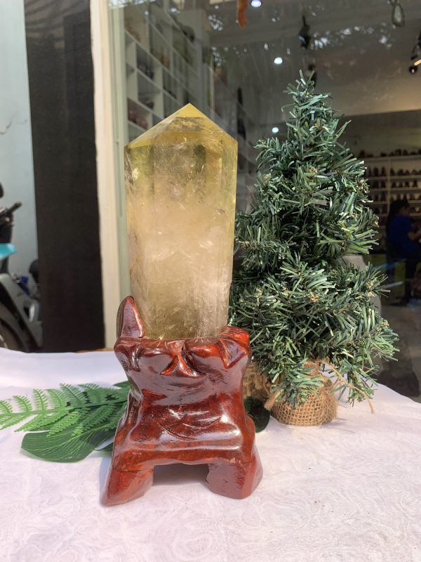 TRỤ ĐÁ THẠCH ANH VÀNG – CHẤT TRONG, KL:1,224KG, CAO 24,5CM (TVL31)